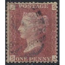 1858 SG43 1d Red Plate 199 Fine Used Check Letters "SJ"