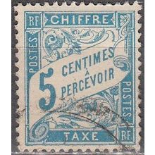 France 1893 Michel Taxe 28X O Cote (2008) 0.45 € Chiffre sur bande Cachet rond