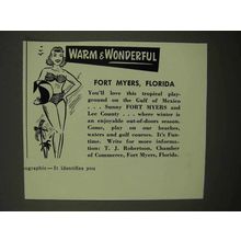 1954 Fort Myers Florida Ad - Warm & Wonderful