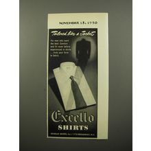 1950 Excello Shirts Ad - Tailored like a jacket