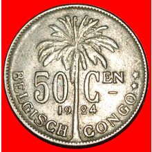 BELGIUM (1921-1929): BELGIAN CONGO★50 CENTIMES 1924! DUTCH★LOW START★NO RESERVE