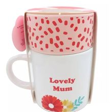 Lovely Mum Mug Ceramic 13 CM with Lemon & Wild Basil Scented Candle Mothers Day