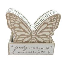 Butterfly Coasters with Holder Family a Little World Created By Love 9.5 CM