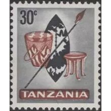 Tanzania 1965 30c Black & Red Brown SG 132 Unmounted Mint MNH Stamp drum spear