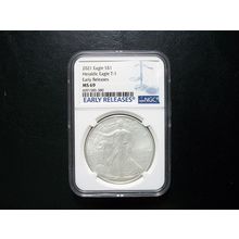 2021 NGC Silver Eagle Early Releases Heraldic Eagle T-1 MS69
