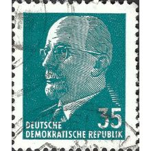 DDR, Walter Ernst Paul Ulbricht, 2nd president, blue-green 1971, 35pf, #4