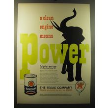 1949 Texaco Havoline Motor Oil Ad - A clean engine means power