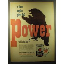 1949 Texaco Havoline Motor Oil Ad - A clean engine gives full power