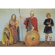 AD 625 Anglo Saxon Family with Tabby Cat Leicester Rare Postcard