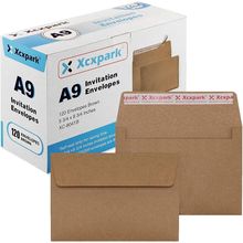 120 Qty A9 Invitation Envelopes 5.75X8.75, Self Seal 120GSM Brown Kraft Paper En