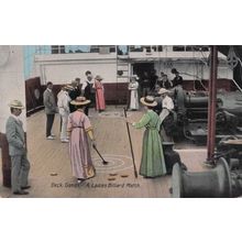 Ladies Deck Games Billiards Match Curling Old Ship Postcard