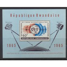 Rwanda Stamp Scott #113, Mint Never Hinged, 1965 UIT Souvenir Sheet