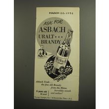 1952 Asbach Uralt Brandy Ad - Ask for Asbach Uralt Brandy
