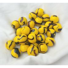 BUMBLEBEE - 25 Beautiful Glass Marbles, Yellow and Black Swirl, 16mm, Brand New