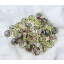 COMMANDO - 25 Beautiful Glass Marbles, Green and Brown Swirl, Brand New, 16mm