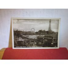 NORTH PIER, TOWER & BIG WHEEL, BLACKPOOL, LANCASHIRE used antique postcard RP =