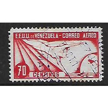 VENEZUELA 1937 70c RED FLIGHT BLUE FLIGHT SG475 FINE USED