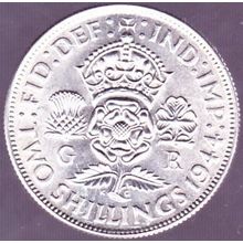 1944 Great Britain 1 Florin (2 Shillings) Silver Coin