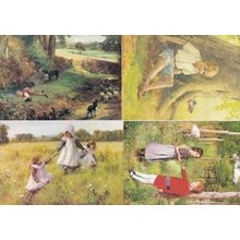 Wigly Picking Wild Flowers Cornfield 4x Children In Field Medici Painting Postca