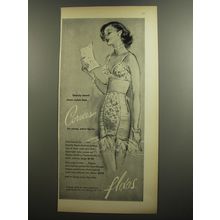 1952 Flexees Corsees Girdle and Caresse Bra Ad - Beauty news! sheer nylon lace