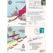 Biggin Hill Blue Eagles Diables Rouges 2x Hand Signed RAF Military FDC s