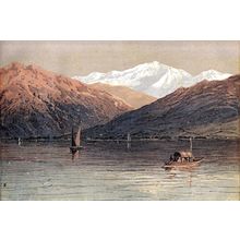 MONT BLANC FROM ABOVE MORGES 1880 Switzerland ANTIQUE CHROMOLITHOGRAPH