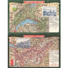 Canton Du Valais Vaud 2x Switzerland Old Map Postcard s