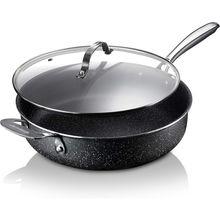 Granitestone Sauté Pan with Lid - 5.5 Quart. Non Stick Deep Frying Pan with Lid,
