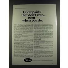 1986 Pfizer Pharmaceuticals Ad - Chest Pains That Don't Rest