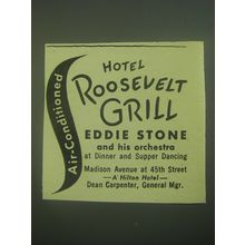 1945 Hotel Roosevelt Grill Ad - Eddie Stone and his Orchestra