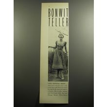 1951 Bonwit Teller Lanz Dress Ad - Lanz festival print