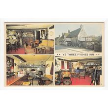 Ye Three Fyshes Inn Pub Turvey Postcard Bedfordshire