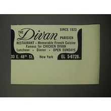 1955 The Divan Restaurant Ad - Since 1923 The Divan Parisien