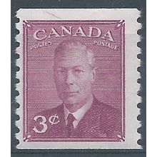 Canada 1950 SG421 3c Purple Coil Stamp Imperf x P9.5 Mounted Mint . ..