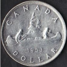 1953 Canada 1 Dollar Silver Coin Voyager with strap flat rim