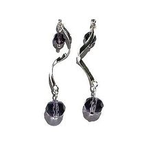 Sterling Silver twisted dangle Earrings with Crystal Beads