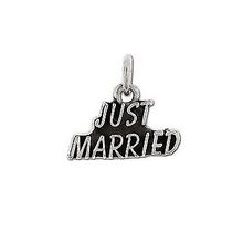 Sterling Silver Just Married Charm Pendant