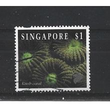 Singapore.SG750 $1 Knob coral.Fine Used.Jul25b