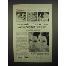1931 Pepsodent Toothpaste Ad - Eat Correctly
