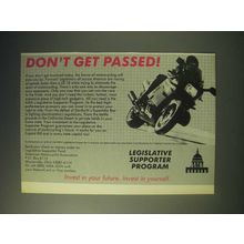 1989 Legislative Supporter Fund American Motorcyclist Association Ad