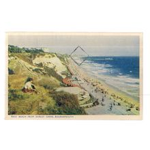 WEST BEACH FROM DURLEY CHINE, BOURNEMOUTH Dorset used postcard Dearden 1954 pm =