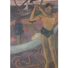 Risque Man Woman Ship Boat Chopping Wood Axe Unique Painting Postcard