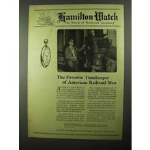1922 Hamilton Watch Ad - Favorite Timekeeper Railroad
