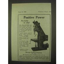 1922 Barnes Drill Ad - Positive Power