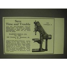 1922 Barnes Drill Ad - Save Time and Trouble