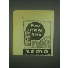 1930 Zemo Ointment Ad - Stop Itching Skin
