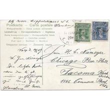 Chile Post Card 1909, Valparaiso cancel to Tacoma WA, Columbus, Letter Rate