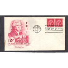 FDC Artmaster 1055 2c Thomas Jefferson Pair (Cachet-U/A) CV42137
