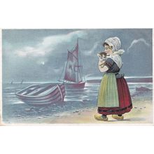 Scared Kitten Cat Placed In Rowing Boat Postcard