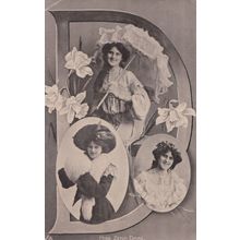 Miss Zena Dare Big D Letter Real Photo Postcard